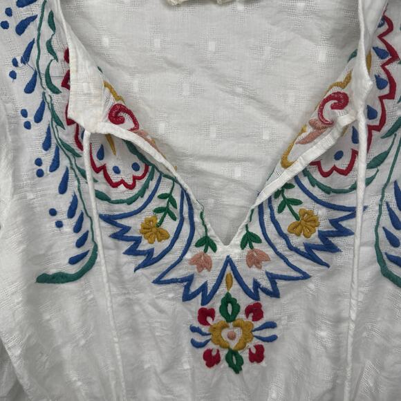 Forever That Girl White Embroidered Peasant Blouse Boho Festival Top 100% Cotton - Picture 3 of 12